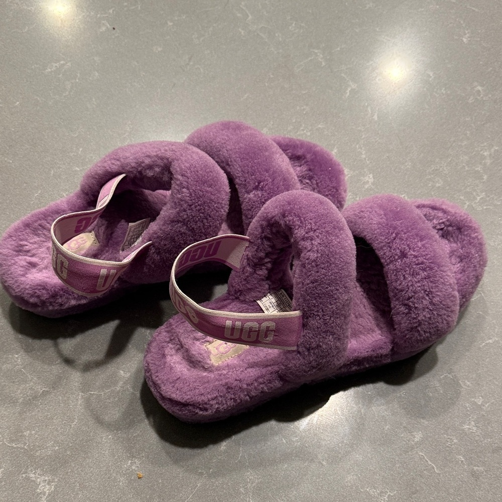 UGG Purple Fluffy Sandals